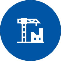 Construction crane and building icon